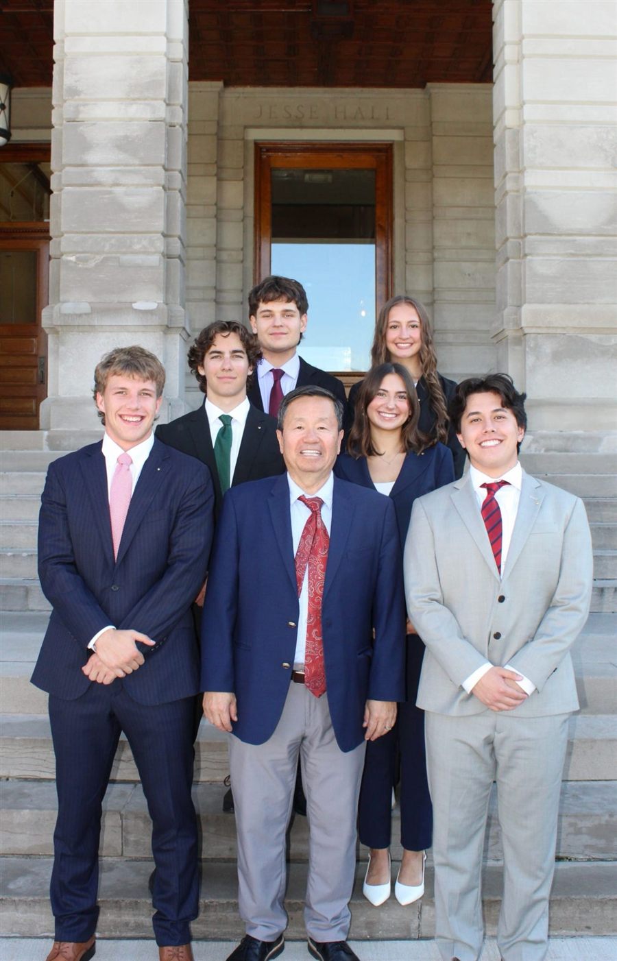 Committee heads with the president of Mizzou, at Jesse Hall